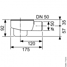 Standartinis TECEdrainline sifonas, DN 50 horizontalus, pralaidumas - 0.8 l/s 650001